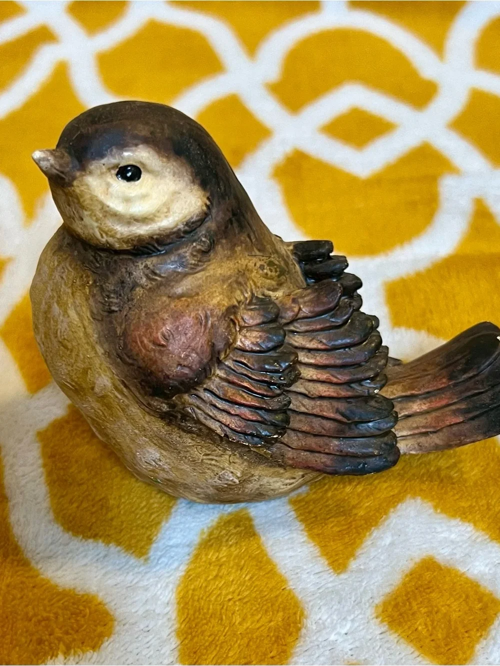Hand Painted Resin Bird Figurine, Brown Beige Black, Small 4 in, 1 Pack